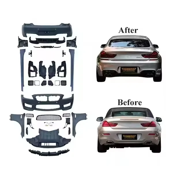 ل 6 سلسلة F12 F13 تعديل Bodykit ترقية جديدة M6 نمط المصد الخلفي المصد الأمامي المصدات التنانير الجانبية الناشر العادم