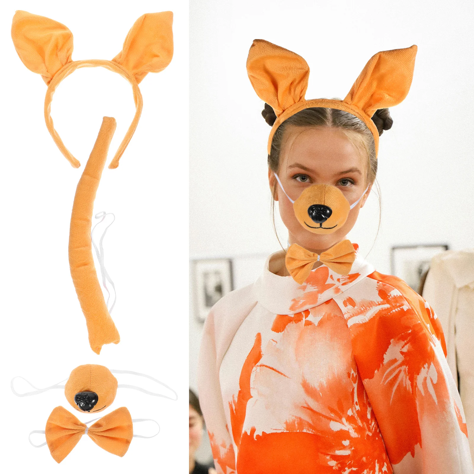 

Kangaroo Ear Headband Animal Ears Nose Kids Girls Cosplay Accessories Birthday Halloween Party Photoshoot Props