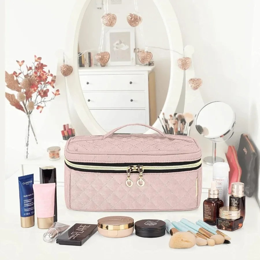 Средний дорожный футляр для кистей для макияжа с ручкой для кистей до 9 дюймов и предметов первой необходимости цвета туманной розы Идеально подходит для макияжа OntheGo или