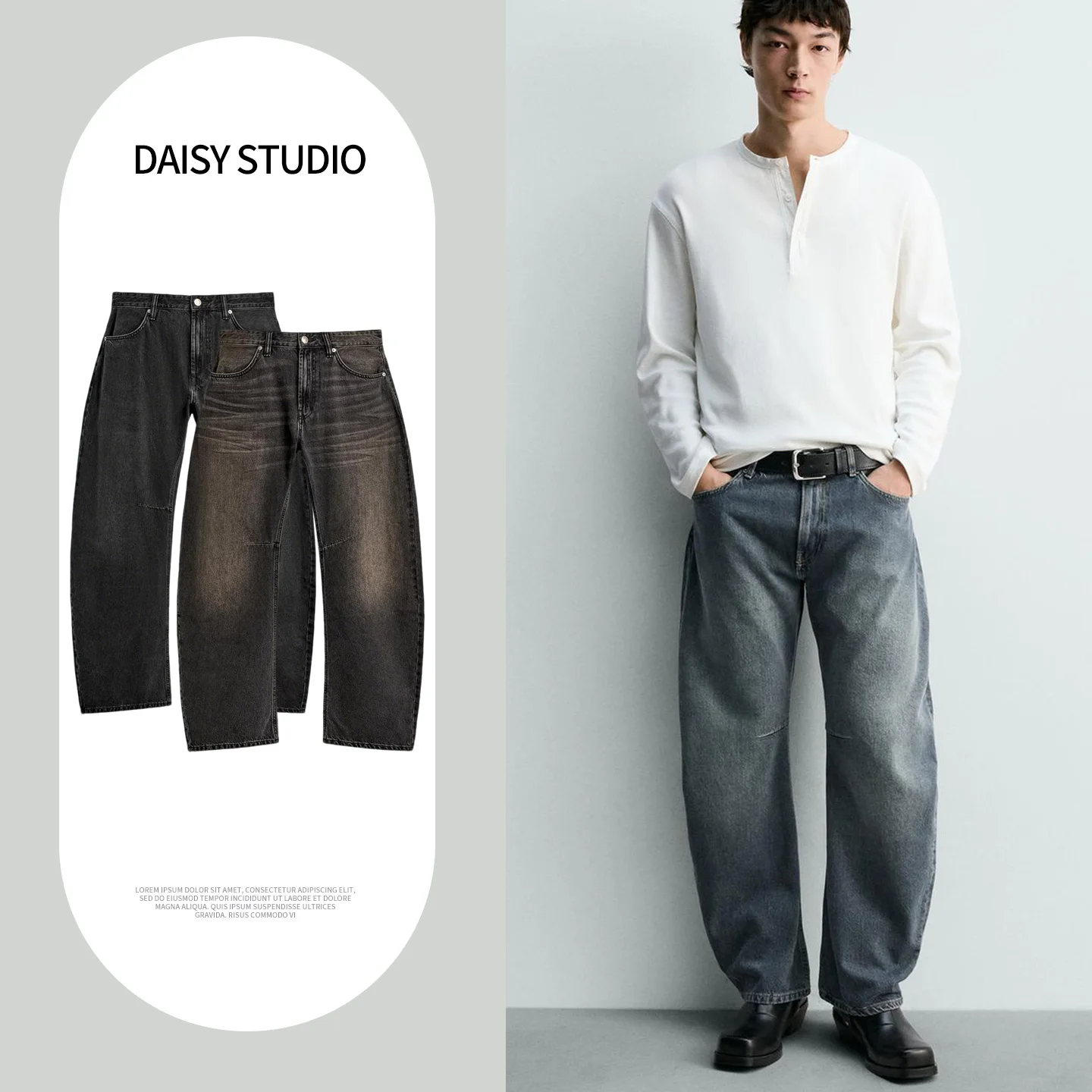 

Новые мужские свободные длинные джинсы с эффектом потертости, из полиэфирного волокна, дышащие, комфортные, со средней посадкой, разноцветные