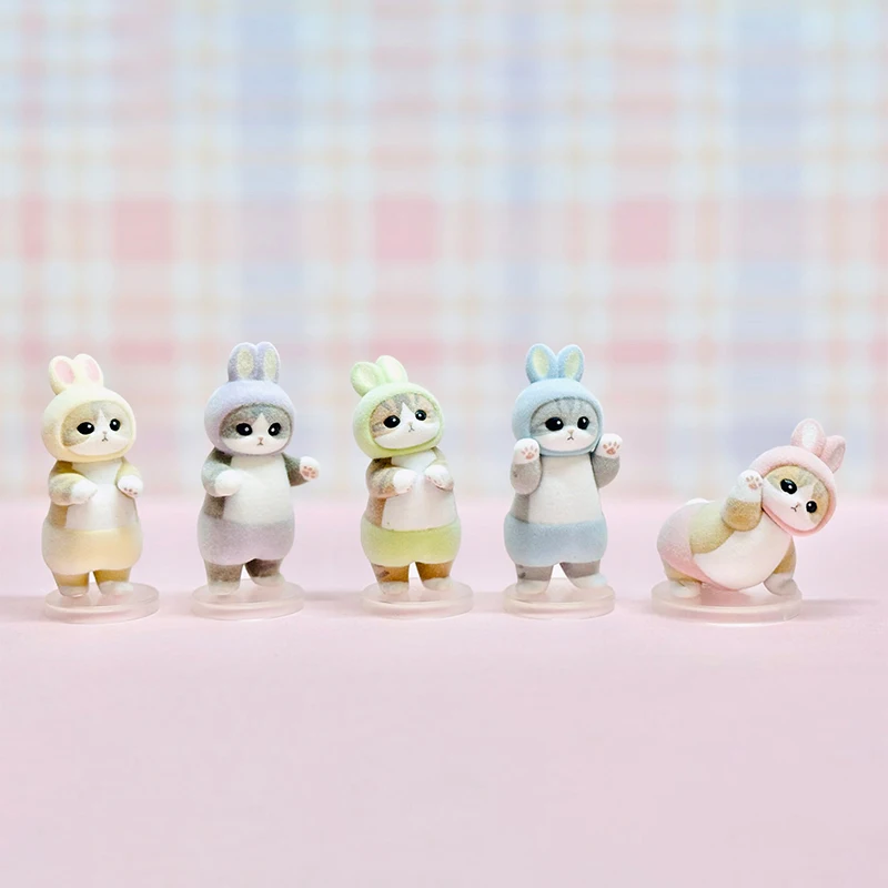 En Stock, ropa de conejo Mofusand, caja ciega flocada, bonita figura de acción, adornos de escritorio, coleccionables, regalos de cumpleaños para niños