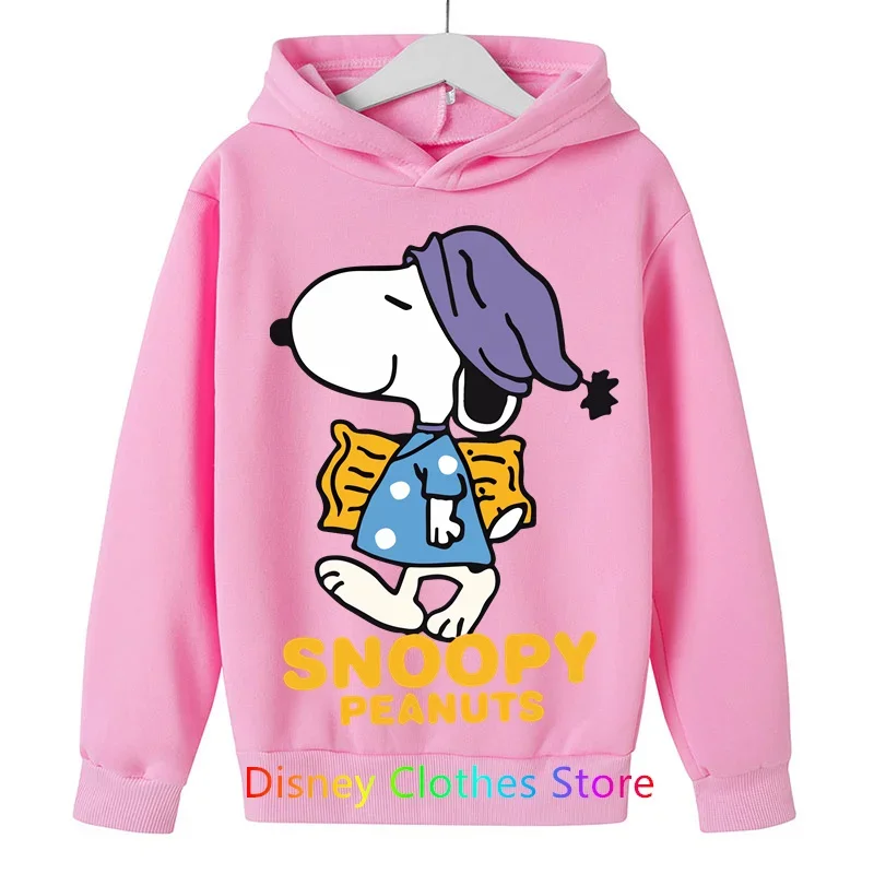 Snoopy Cartoon Anime Children Pullover Tops 2024 New Fashion Boy Girl Kids Hoodie Spring Autumn Children\'s Sweatshirt Clothes