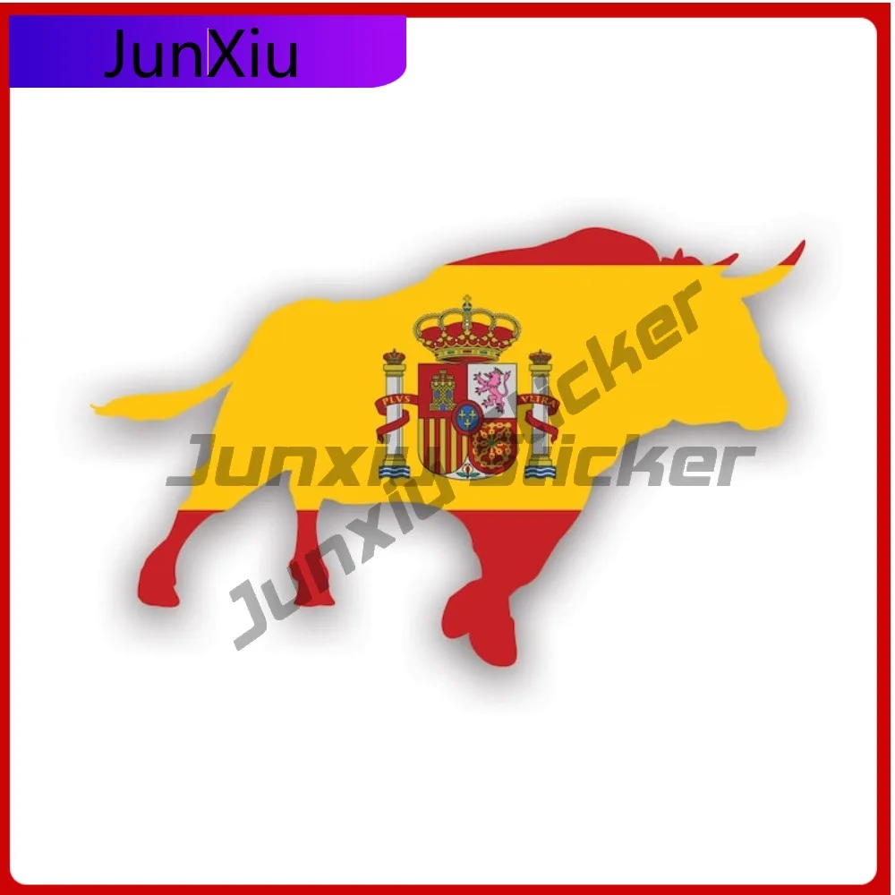 

Bull Shaped Spanish Flag Stickerwaterproof Outdoor Cute Bumper Waterproof Vinyl Decal For Mobile Phones Creative Unique High