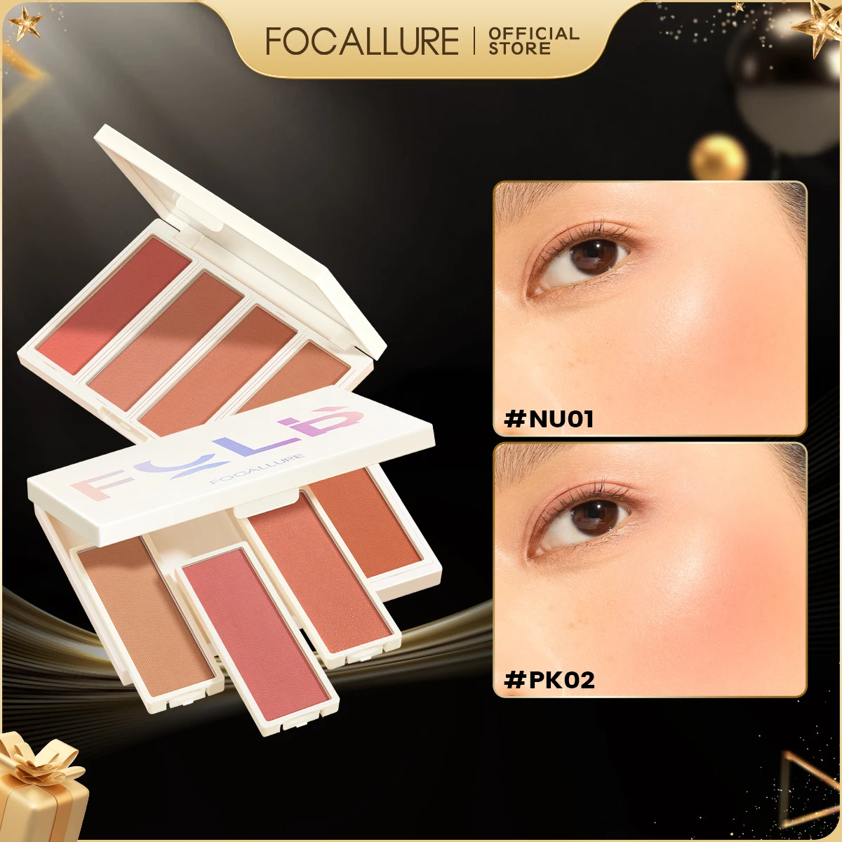 FOCALLURE Multi-use DIY Blusher Palette Waterproof Long-lasting High Pigment Natural Face Blush Powder Makeup Women Cosmetics