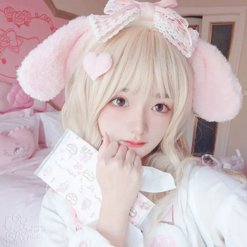 Giapponese Sanrio My Melody Ear fascia Cute Cinnamoroll Lace Pink Sweet Kc Bow copricapo Lolita Headband Girl Christmas Decor