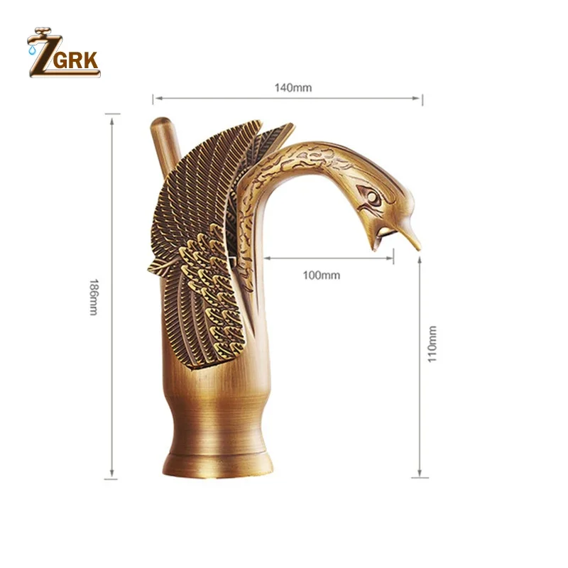 Imagem -02 - Zgrk-swan Design Basin Faucet para Banheiro Lavatório Torneira Misturadora de Cobre de Luxo Água Quente e Fria Torneiras Pia Hotel