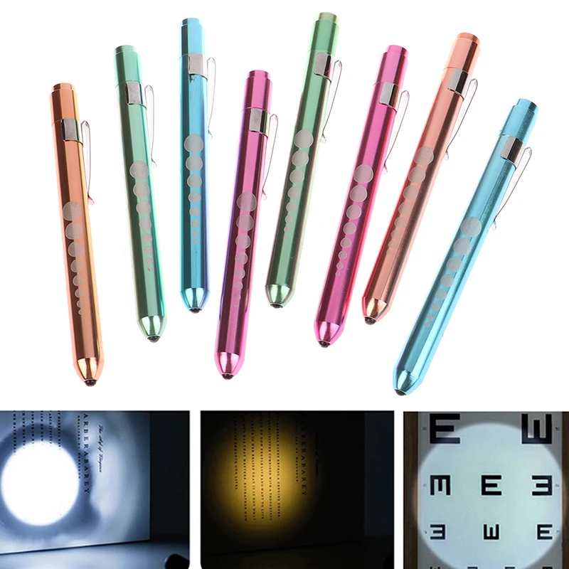 Multi-cor lanterna LED, luz de trabalho, caneta de primeiros socorros, tocha lâmpada, pupil calibre, medida, portátil, alumínio, penlight médica