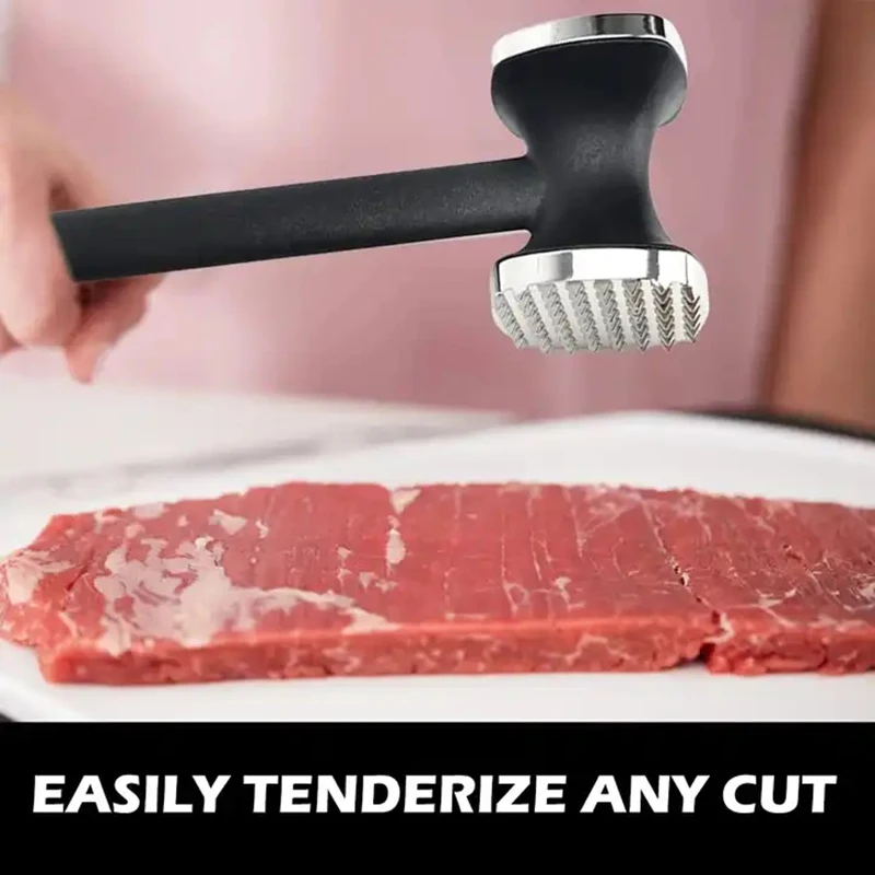 Meat Tenderizer Hammer Dual-Sided Kitchen Meat MalletWith Non-Slip Grip  Heavy Duty Metal Meat Pounder For TenderizingSteak Beef