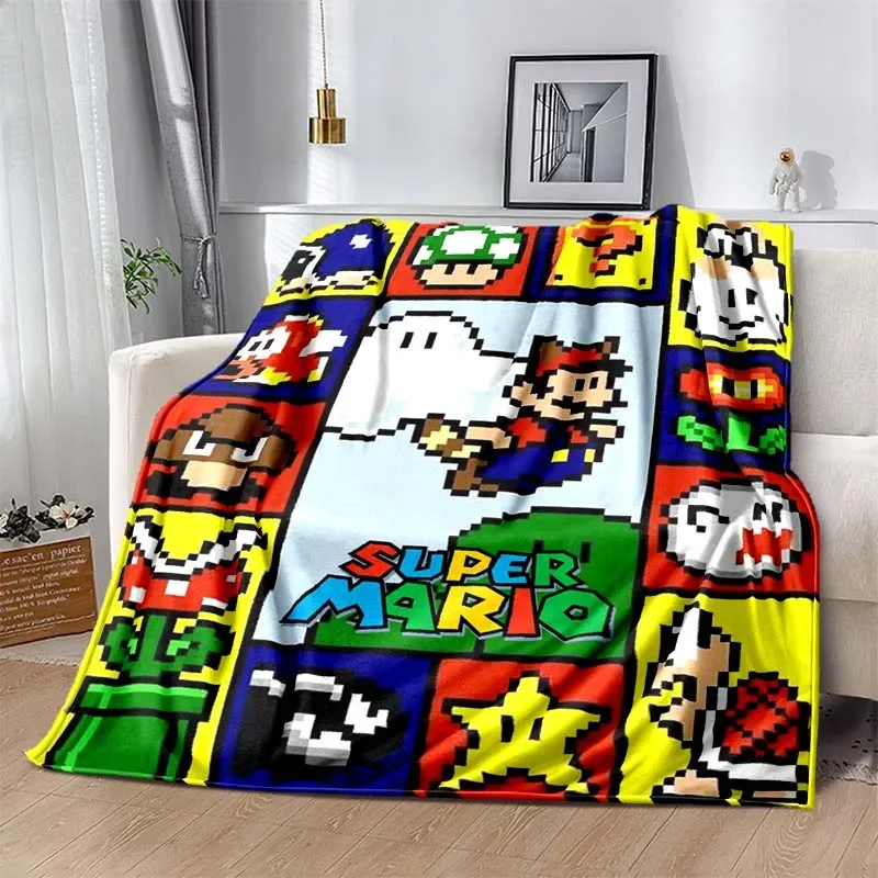 6 Sizes Warm Soft Super Mario Print Blanket Custom Blanket Fluffy Children and Adults Sofa Plush Bedspread Throw Blanket for Bed