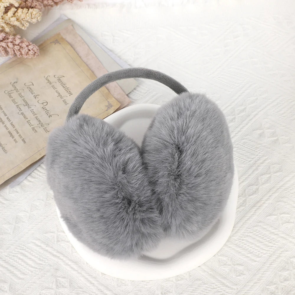 Women Fur Winter Ear Warmer Earmuffs Cat Ear Muffs Glitter Sequin Earmuffs Headband Solid Color Fluffy Earcap Ear Cover For Girl