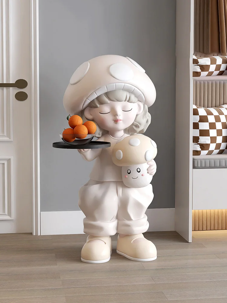 Home Decor Large Girl's Statue Living Room Floor Ornaments Accessories TV Cabinet Sofa Tray Doll Sculpture Housewarming Gifts