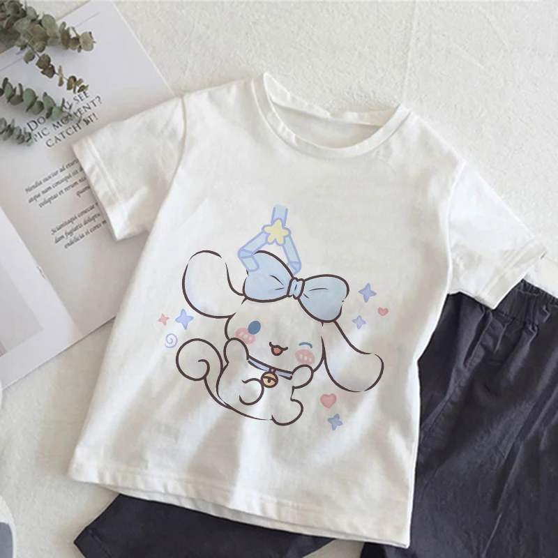 

Cinnamorolls Children T-Shirt Kawaii Clothes Cartoons Kawaii Dog Short Sleeve Korea Anime Kid Boys Girls Tee Shirts Casual Tops