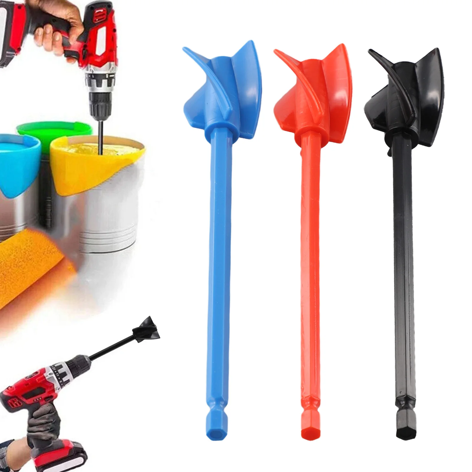 3Pcs Epoxy Resin Mixer Paddles Spiral Four-blade ABS Plastic Epoxy Mixing-Stick Paint Stirring Rod Putty Cement Paint Mixer