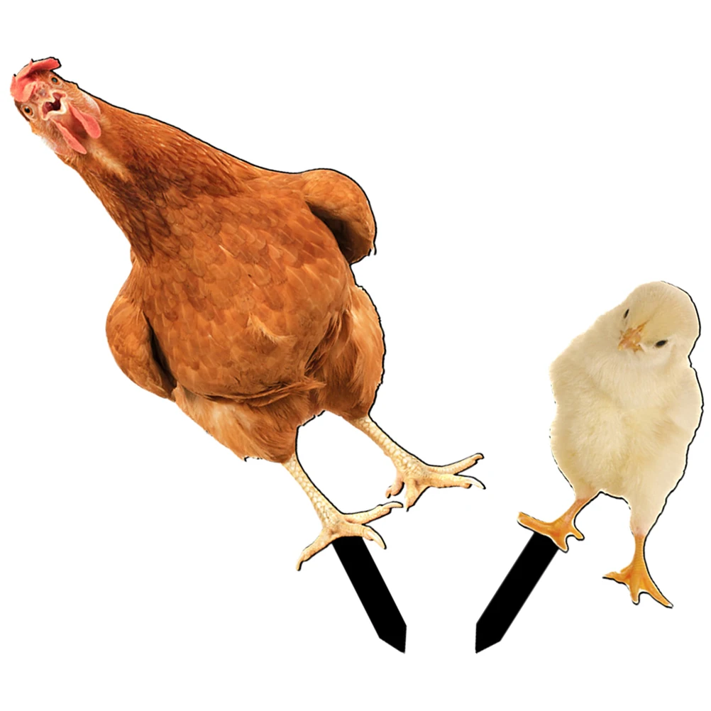 

2Pcs Colorful Hen Chicken Yard Stake Garden Lawn Ornaments Double Sided Realistic Shape Outdoor Decor Garden Adornment