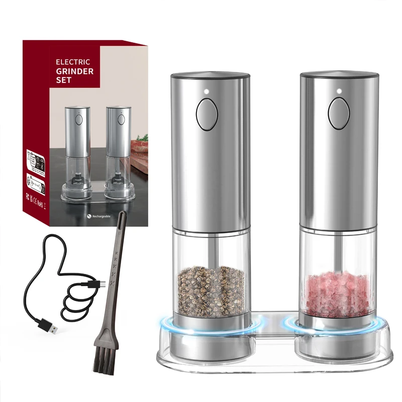 

Electric Automatic Grinder Salt&Pepper Grinder USB Rechargeable LED Adjustable Coarseness Spice Mill for Kitchen Tool