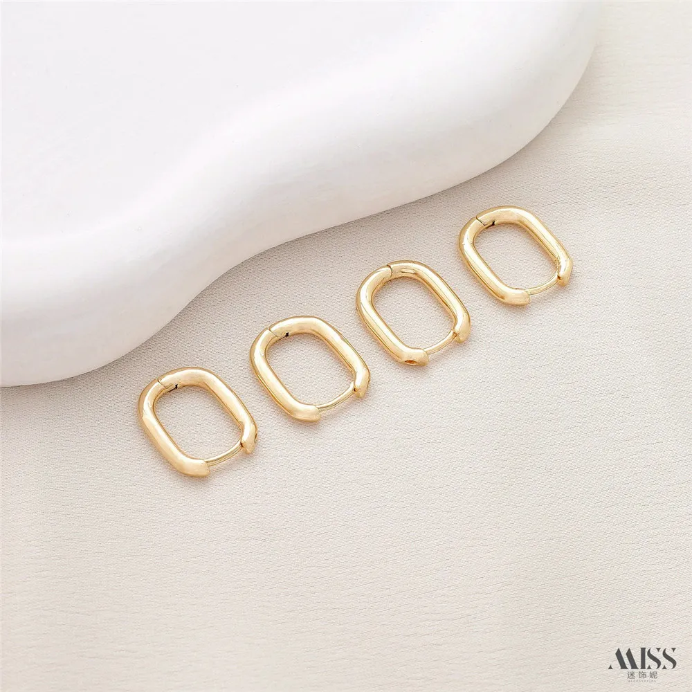 

14K Gold-wrapped Plain Ring French Square Ear Buckle Earrings Studs DIY Handmade Ear Jewelry Accessories Materials