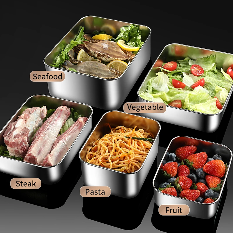 Y-243 304 Stainless Steel Picnic Box Sealed Lunch Boxes Portable Food Snacks Fruits Fresh-keeping Big-capacity storage Case