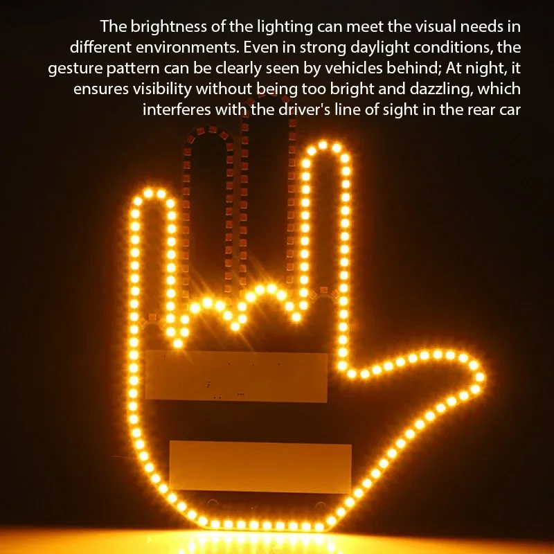 Auto LED Beleuchtete Geste Licht Auto Finger Licht Mit Fernbedienung Straße Rage Zeichen Mittelfinger Geste Licht Hand Erinnerung Lampe – Detail 4