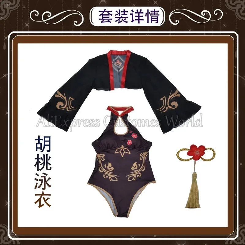 Halloween Party Hu Tao Swimsuit Genshin Impact Hutao Cosplay Costume For Woman Girls Swim Wear Summer Beach Bath Suit Cosplay