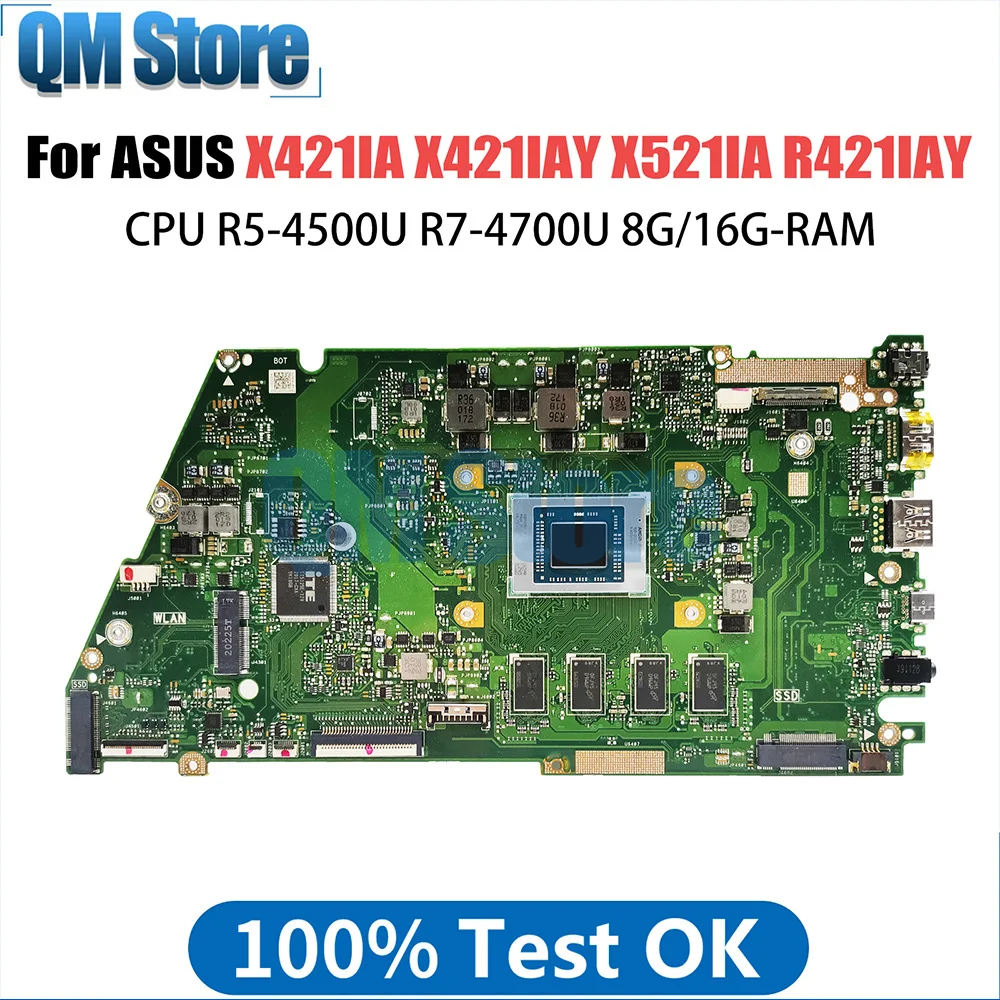 

X421IA Notebook Mainboard For ASUS Vivo Book X421IAY X521IA R421IAY Laptop Motherboard With CPU R5 4500U R7 4500U 8G 16G RAM