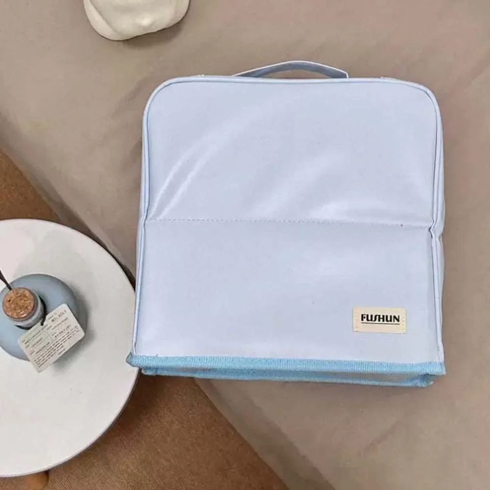 

Вертикальная косметичка из ПУ с зеркалом, водонепроницаемая, портативный органайзер для косметики, большая вместимость, однотонная