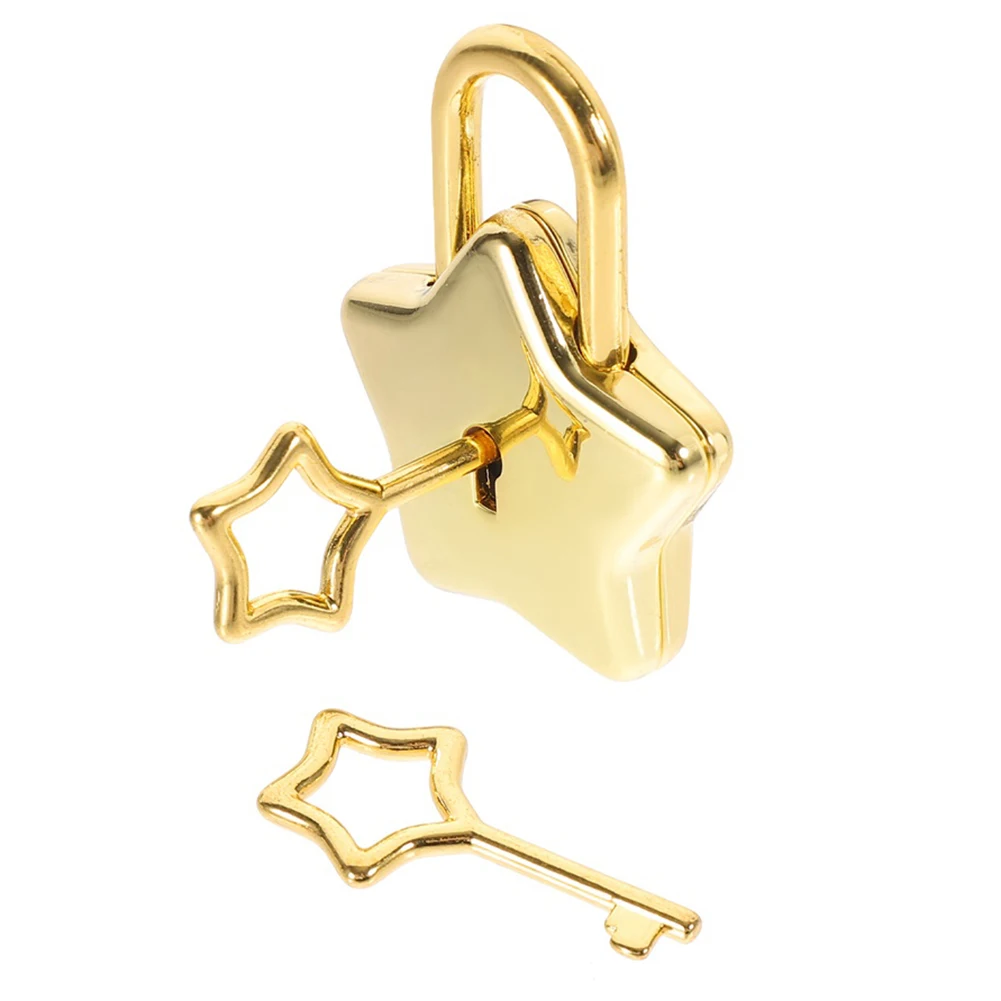 Castle Star Shape Vintage Padlock Small Love Lock Mini Lock With 2 Pcs Star Key Decorative Lock Buckle Hardware Luggage Accessor