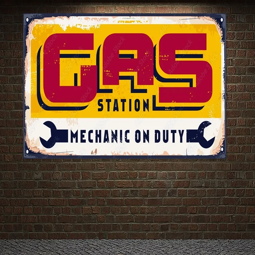 GAS STATION  Vintage CAR SERVICE & REPAIR Poster Flag Auto Repair Shop Wall Decor Banner Wall Art Painting Tapestry For Garage