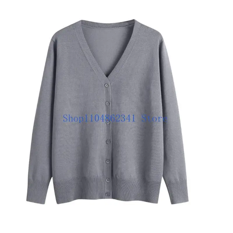 5asd Suéter feminino leve manga comprida com botão e cardigã