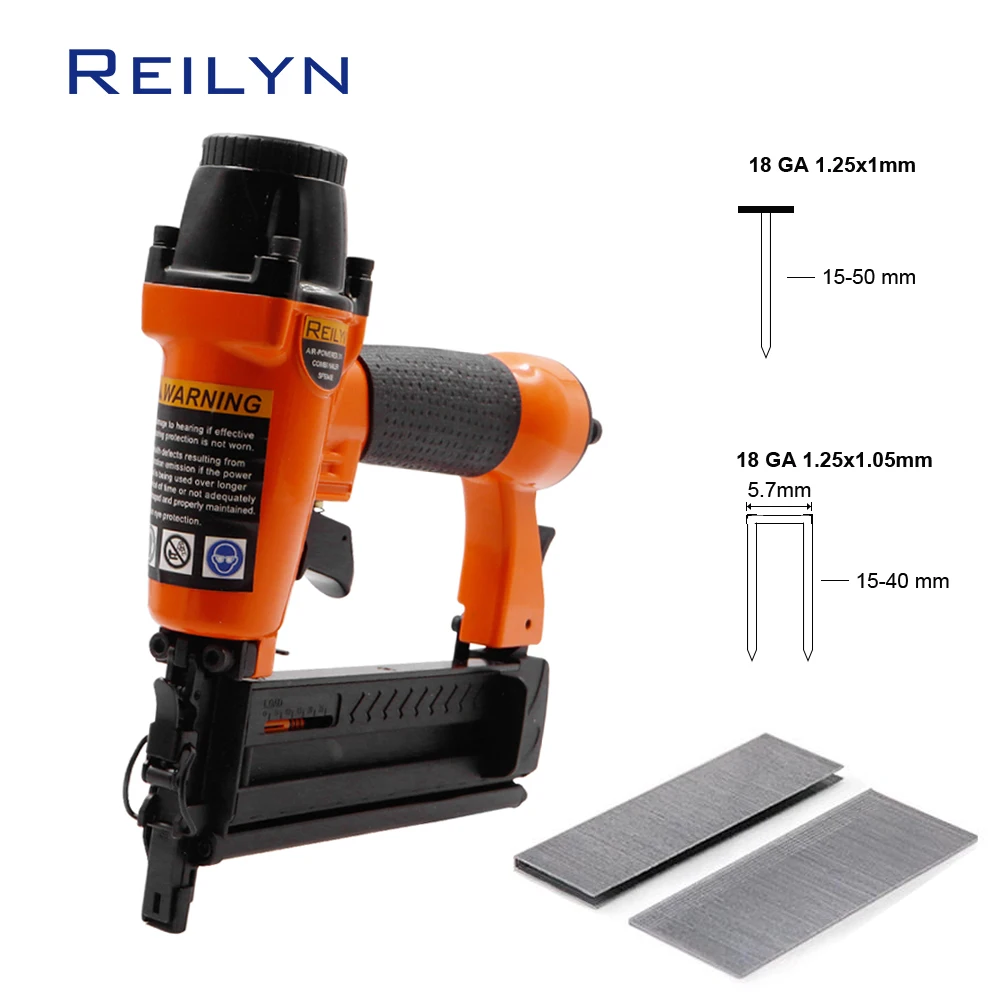 REILYN 18Ga. Air Frame Stapler 2 in 1 Air Nailer SF5040Q Pneumatic Nail Gun for Sofa Floor Roof Decor Woodworking Air Tools