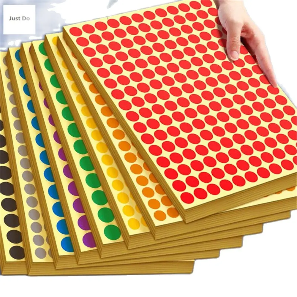 10 mm 2475 adesivi/15 fogli/borsa adesivo rotondo colorato adesivo per cancelleria con punti colorati