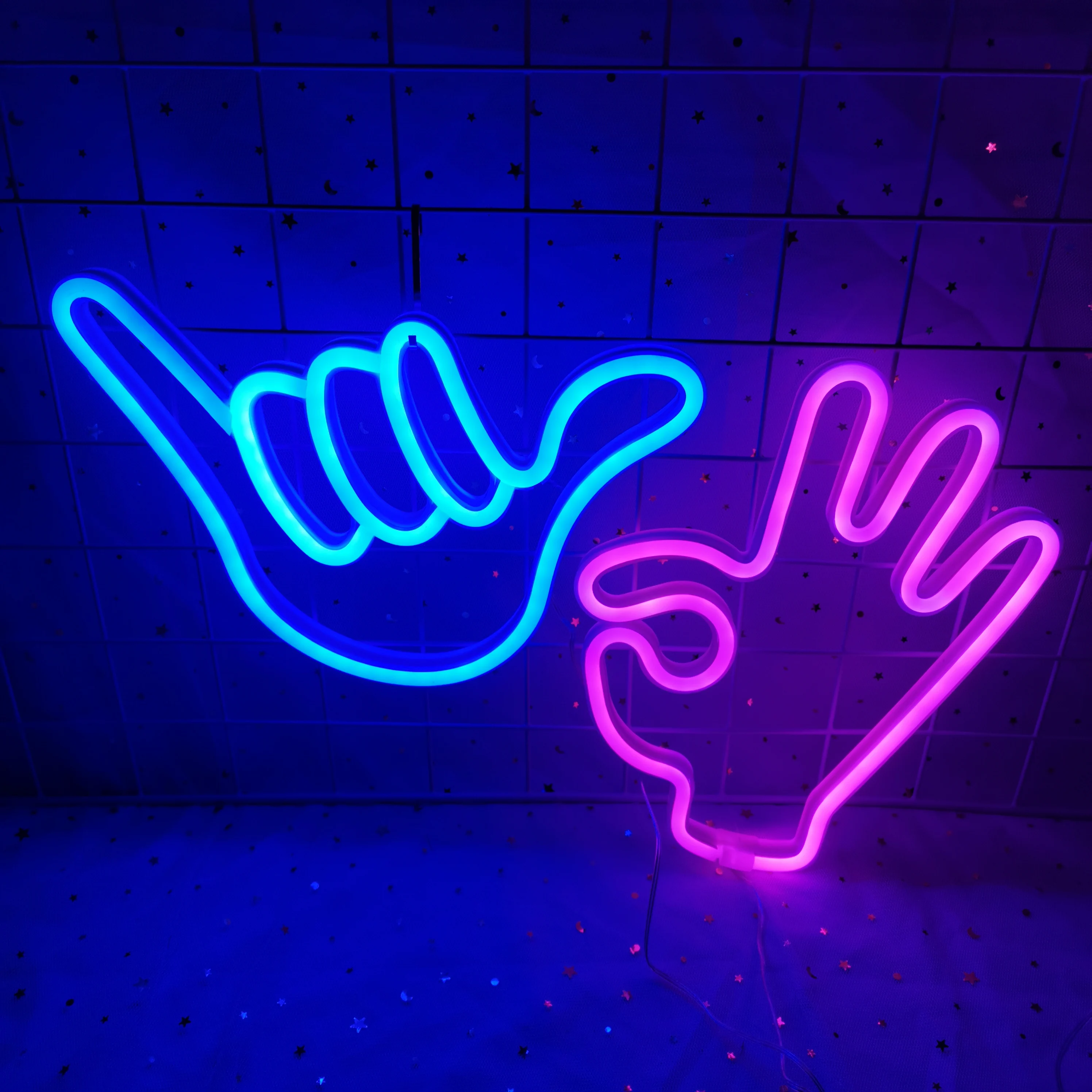 Peace Hand LED Neon Sign Custom Win Victory Gesture Yeah Neon Lights Bedroom Living Room Wall Decoration Home Office Sign Decor