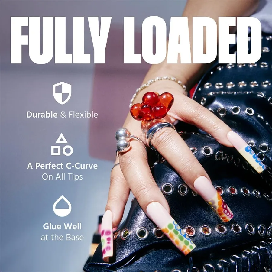 Square Nail Tips Square Extra Long Acrylic Nail and Gel Tips Curved Extension Profional Long Flexible Fake Nails with the Perfe