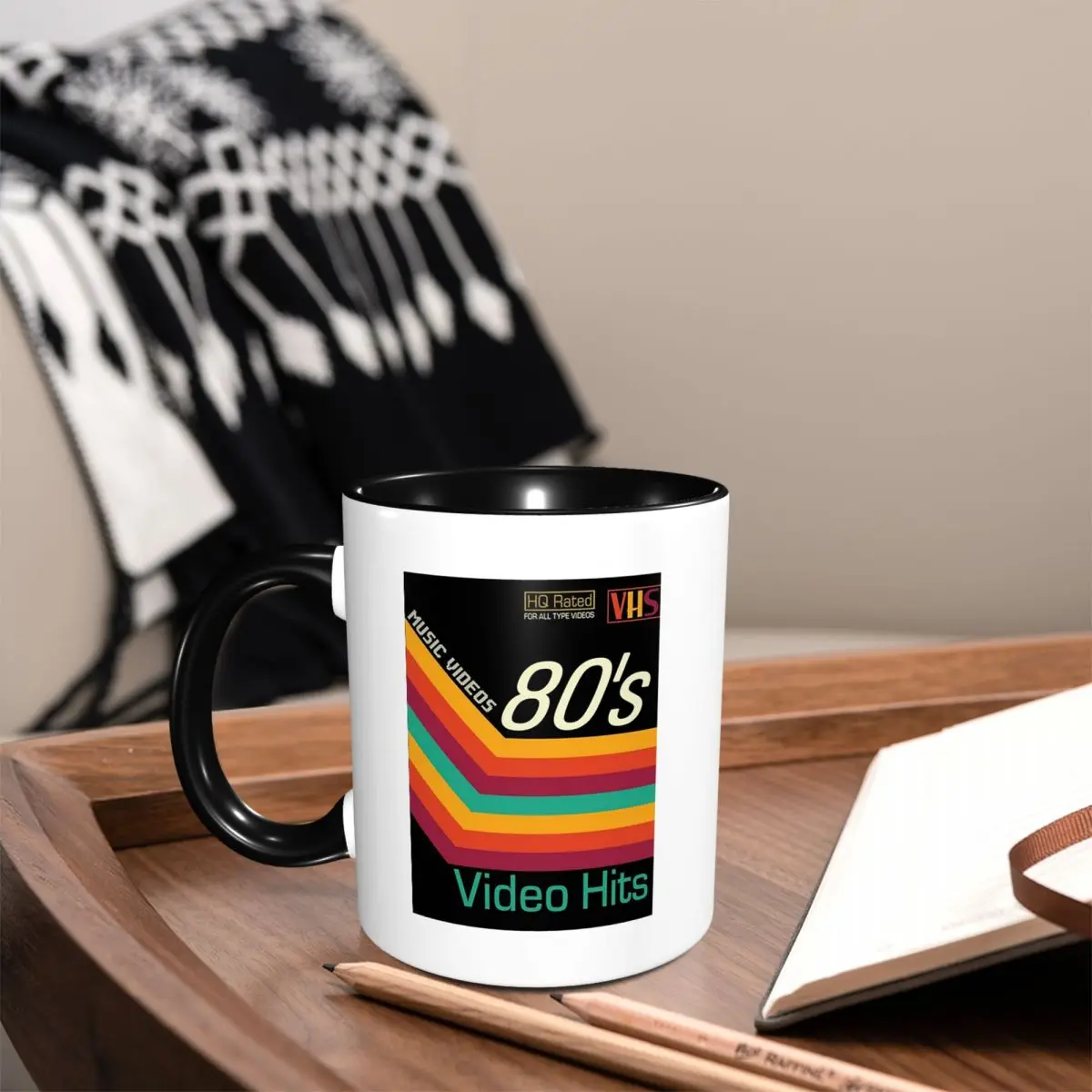Caneca de Cerâmica Engraçada com Tema de Cassete VHS de Música Retrô, para Café, Chá, Leite, Presente para Mulheres e Homens