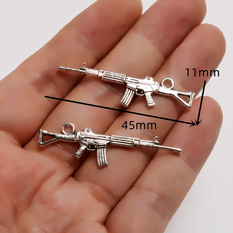 1pack  Silver Plated Mix Retro Firearms Rifles Submachine Guns Pistols Alloy Pendant DIY Charms Necklace Jewelry Crafts Making