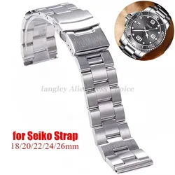 Solid 316L Stainless Steel Watchband for Seiko 5 SKX007 SKX009 SKX013 Strap 1820/22/24/26mm Straight/Arc End for Oyster Bracelet