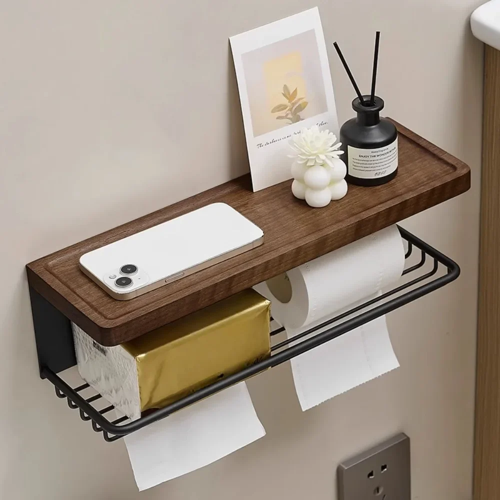 Walnut bathroom, bathroom, tissue box, antique style hand washing table, no punching solid wood paper rack