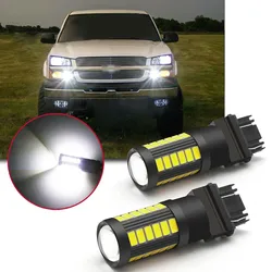 2pc 3157 White LED Bulbs Daytime Running Light DRL For Chevy Silverado 1500 Automobiles Car Light Accessories