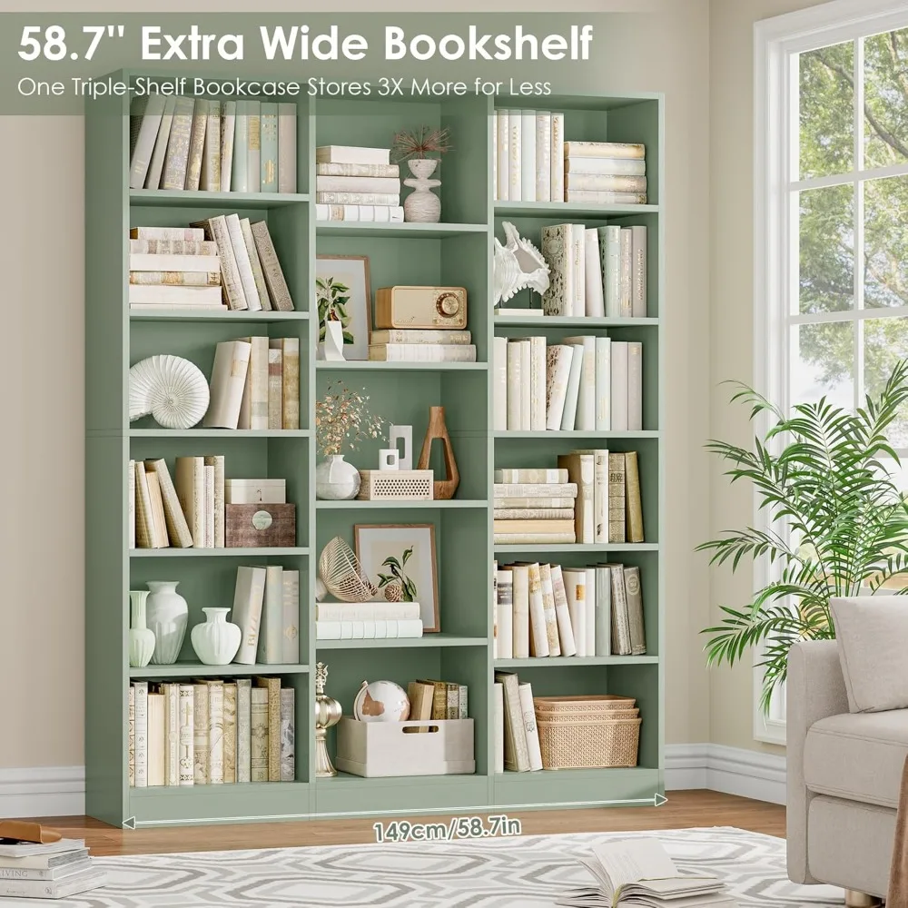 رف كتب كبير مكون من 6 طبقات مع 17 رفًا مفتوحًا، وخزانة كتب بطول 74 لتخزين المنزل والمكتب