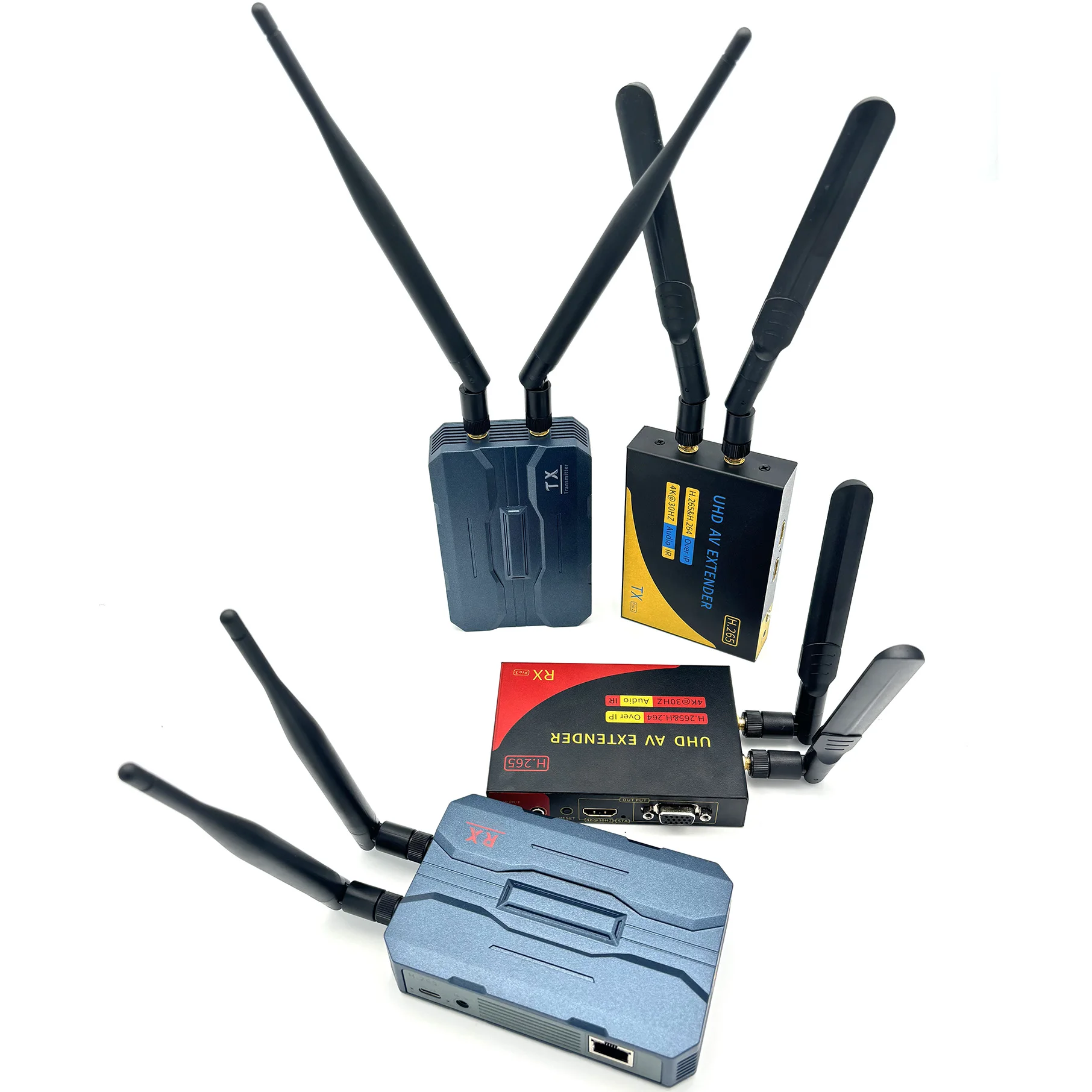 4K 30Hz Video Transmitter and Receiver 1080p 5G 200M Wireless HDMI Extender RJ45 Cable VGA Display for NVR Camera Laptop PC TV