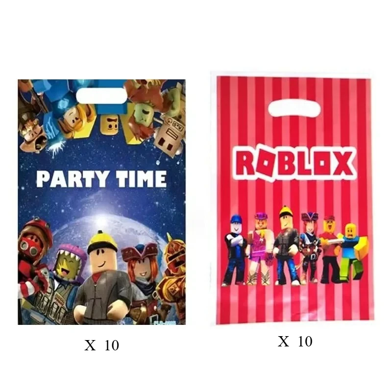 Game Roblox Figure Cartoon Themed Eco Tote BagsBirthday Party Gift Packaging Plastic Shopping Bag Party Supplies Gift
