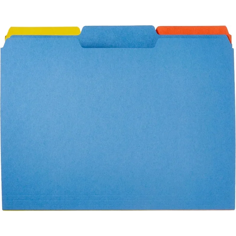 مجلدات الملفات مع علامات تبويب للملفات، علامة تبويب 1/3 قطع، أوضاع متنوعة، 8.5 × 11 بوصة، حجم الرسالة، مانيلا، عبوة من 100 قطعة