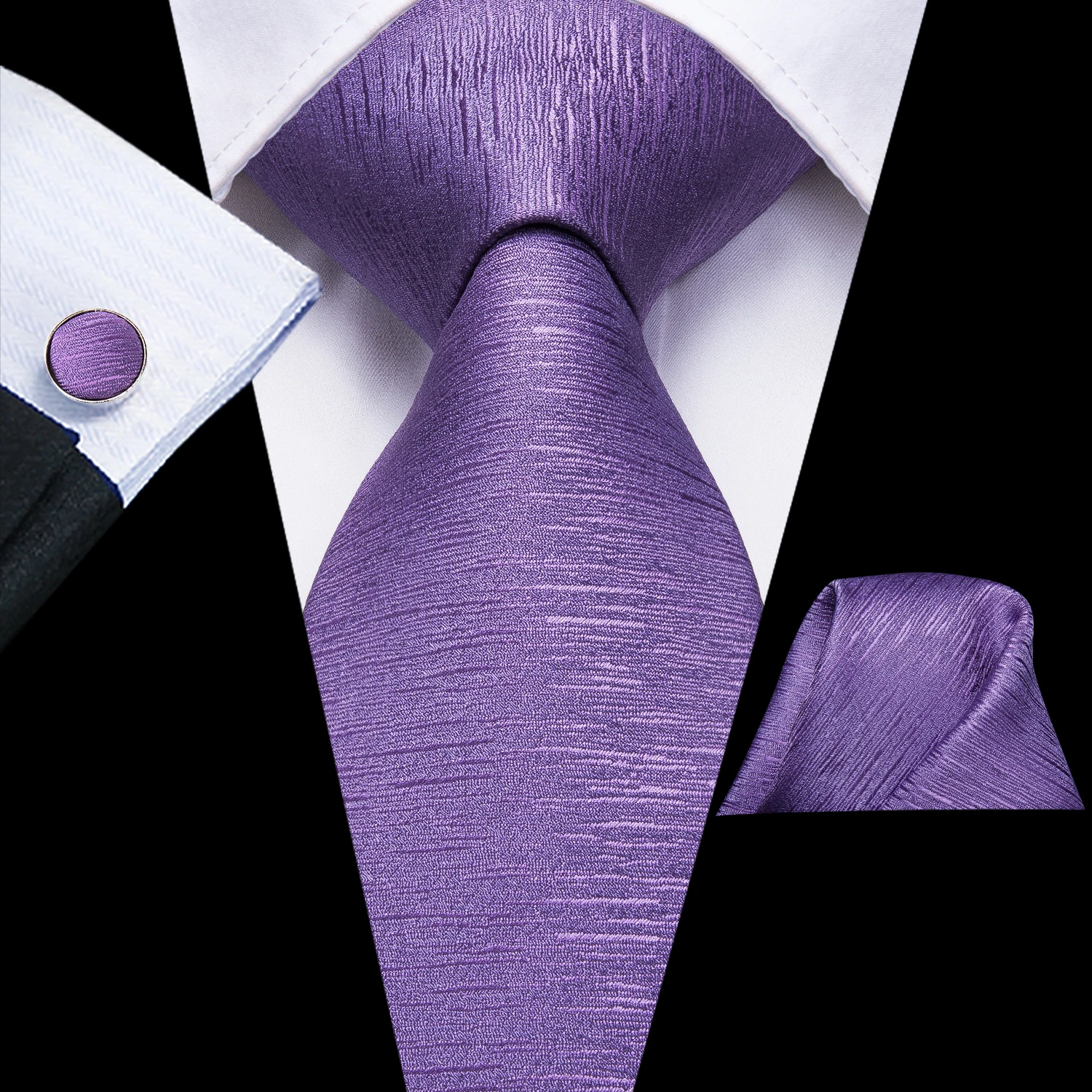 Hi-Tie Light Purple Solid Silk Wedding Tie For Men Quality Hanky Cufflink Gift Necktie Set Fashion Novelty Designer Dropshipping