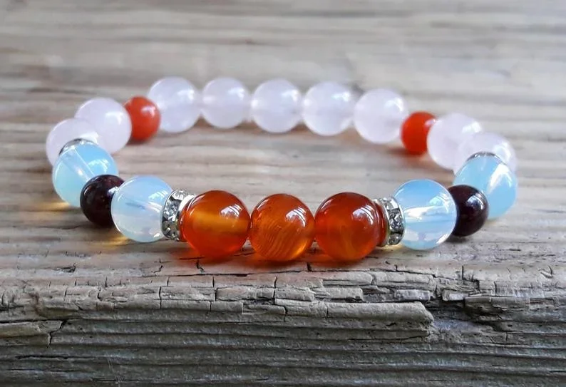 Best fertility bracelet rose quartz moonstone carnelian garnet stone for fertility pregnancy healing protection bracelet for