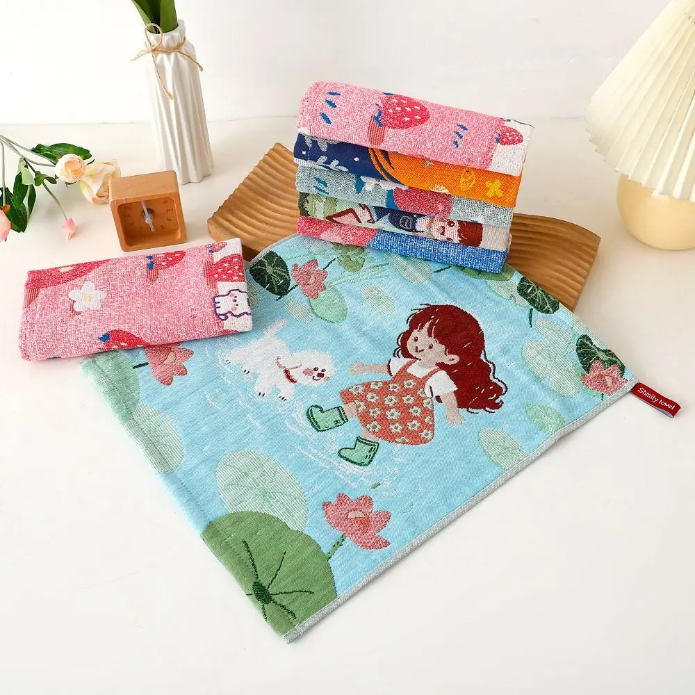 34x40cm Large Hand Towel 4 Layer Cotton Gauze Cartoon Handkerchief Towel Quick Dry Decorative Pure Cotton Dish Cloth