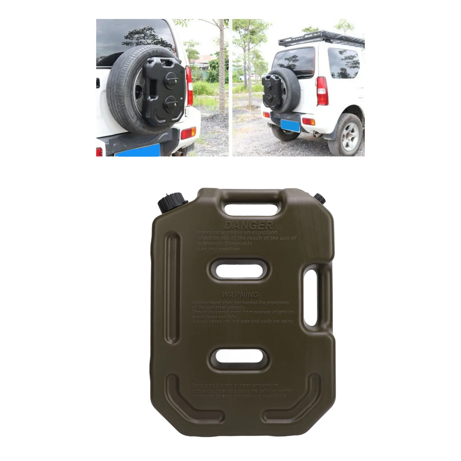 Tanque de gas todoterreno de 10 l (2,6 galones): lata de combustible de repuesto portátil (verde, sin soporte) - Para automóvil, motocicleta, UTV, ATV, combustible duradero
