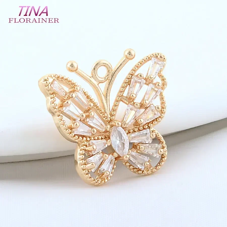 20MM 18K Gold Plated Brass Butterfly 2 Holes Charms Pendants Connect Necklace Earrings Jewelry Making Supplies Accessories
