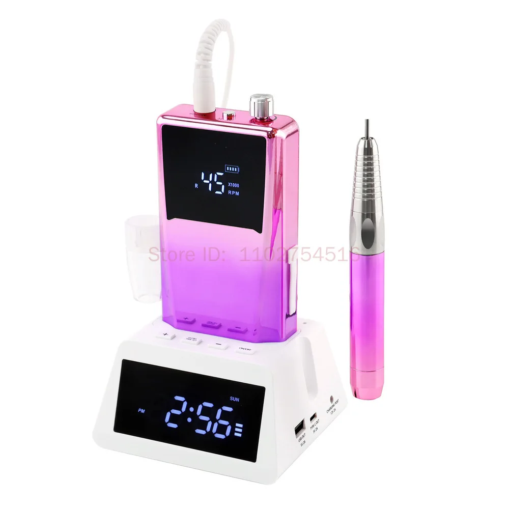 45000RPM Brushless High Speed Cordless Electric Nail Drill Machine 85w Electric Nail File Nail Supplies Manicure Tool with Clock