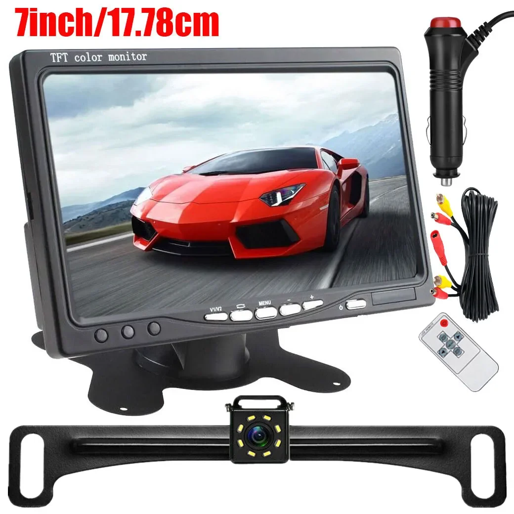 

7" Monitor & Rear View Backup Camera Reverse HD Night Vision For Car Truck RV