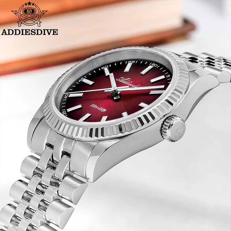 ADDIESDIVE 36mm Men Quartz Watches Luxury Sapphire Glass Super Luminous Watch 100m Waterproof Stainless Steel Wristwatch AD2073
