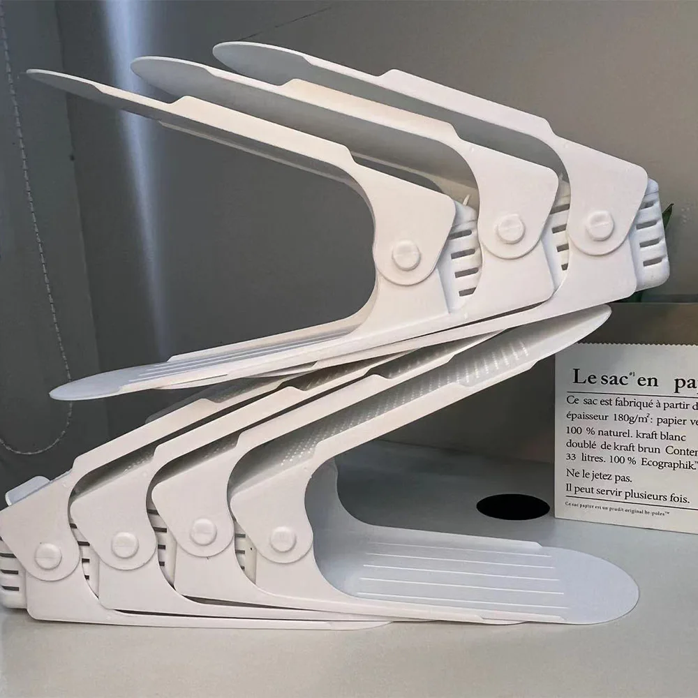 7/100 stuks modern schoenenrek schoenenopbergrek dubbellaags geïntegreerd verstelbaar plastic schoenenrek voor thuis woonkamer